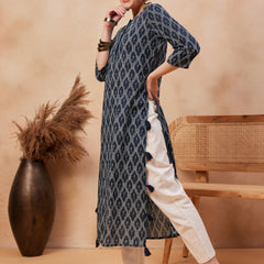 Ethnic Motifs Printed Pure Cotton Straight Kurta