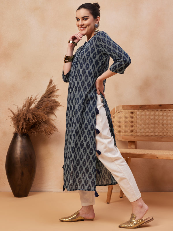 Ethnic Motifs Printed Pure Cotton Straight Kurta