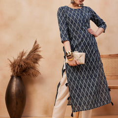 Ethnic Motifs Printed Pure Cotton Straight Kurta