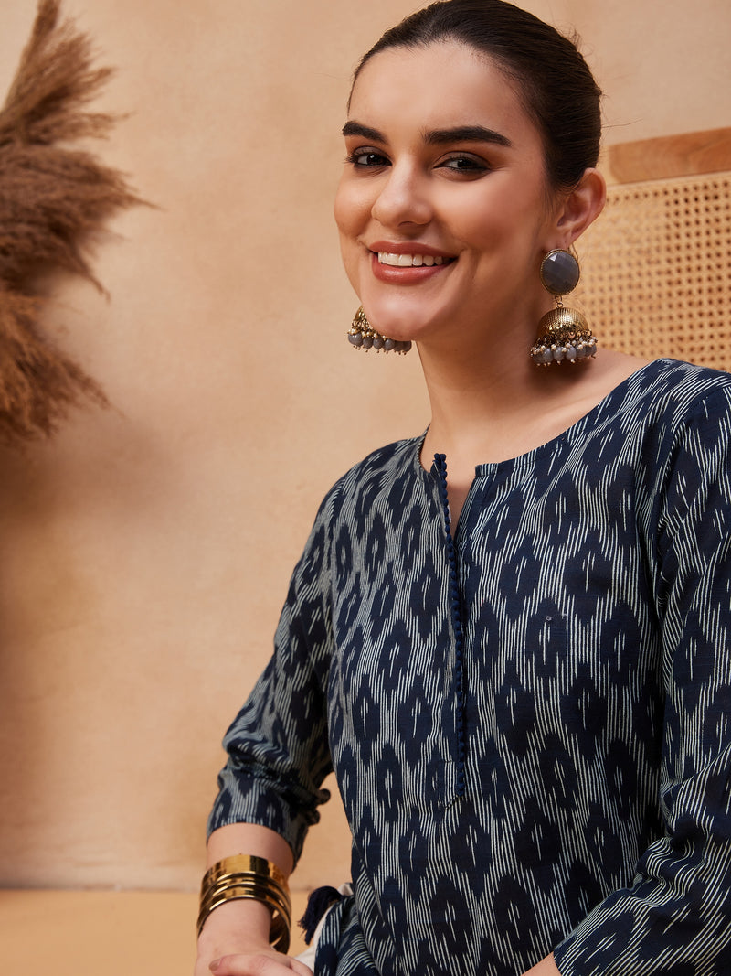 Ethnic Motifs Printed Pure Cotton Straight Kurta