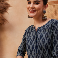 Ethnic Motifs Printed Pure Cotton Straight Kurta