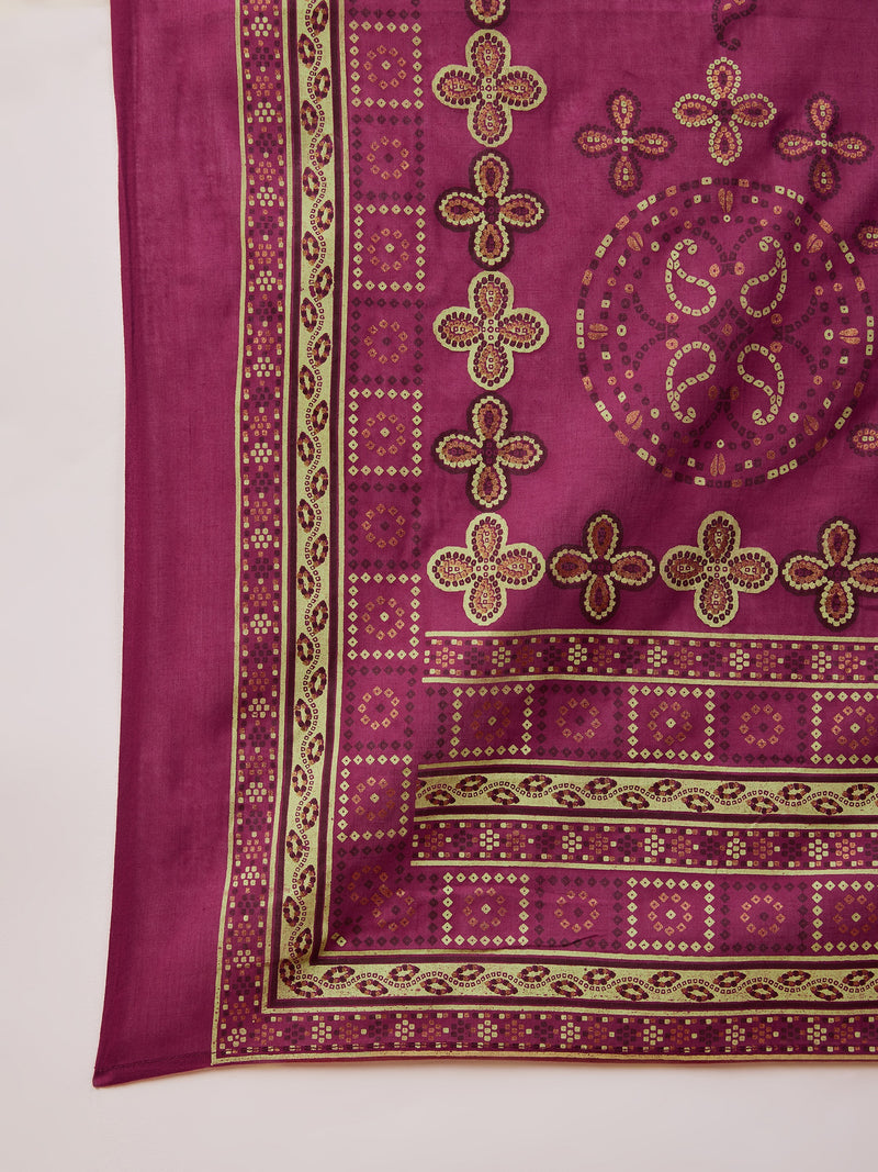 Paisley Embroidered Halter Neck Pure Cotton Kurta With Trouser & Dupatta