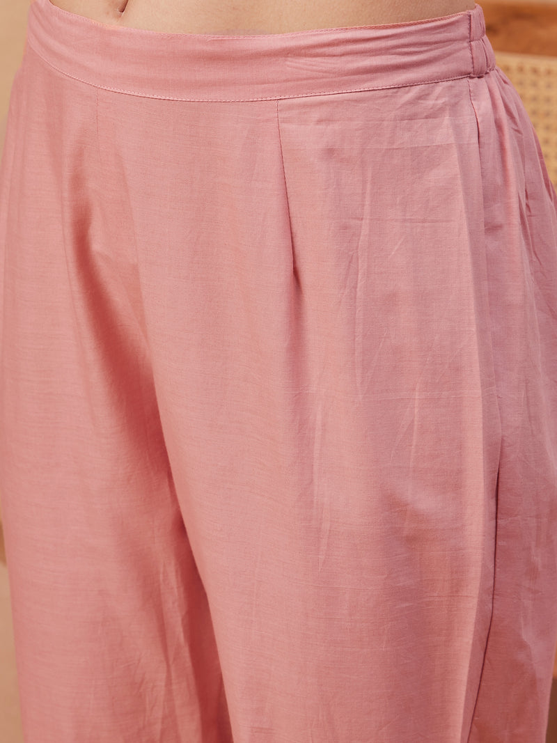 Paisley Embroidered Halter Neck  Pure Cotton Kurta With Trouser & Dupatta