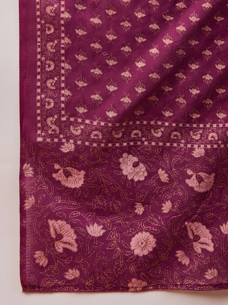 Paisley Embroidered Halter Neck  Pure Cotton Kurta With Trouser & Dupatta