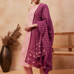 Paisley Embroidered Halter Neck  Pure Cotton Kurta With Trouser & Dupatta