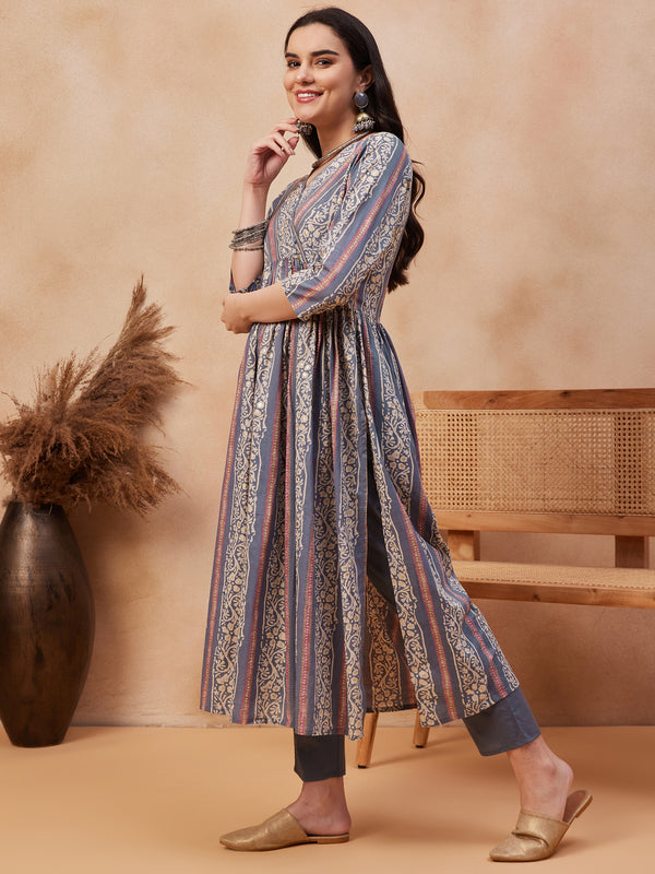 Ethnic Motifs Printed Pure Cotton Kurta With Trouser