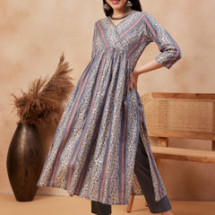 Ethnic Motifs Printed Pure Cotton Kurta With Trouser