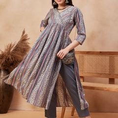 Ethnic Motifs Printed Pure Cotton Kurta With Trouser