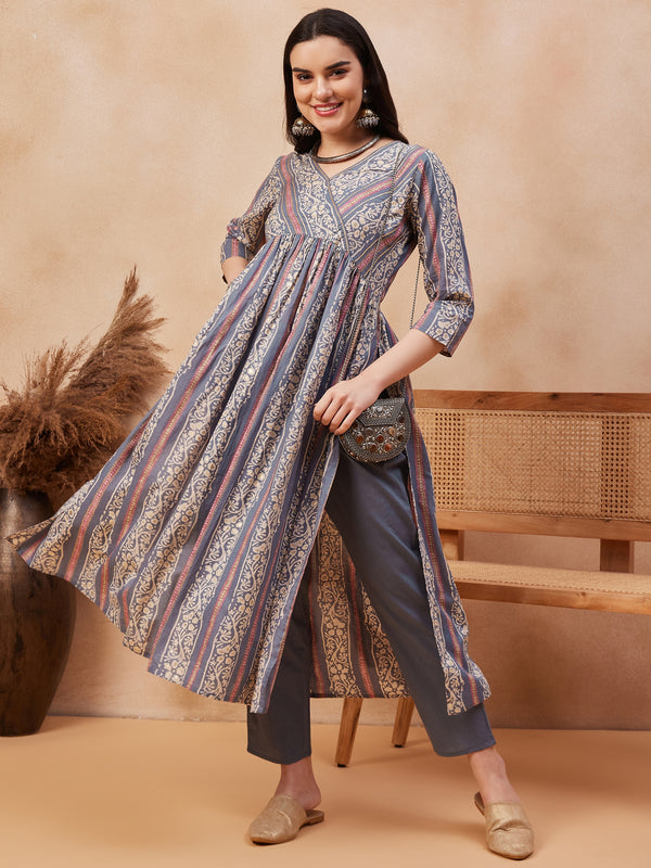 Ethnic Motifs Printed Pure Cotton Kurta With Trouser