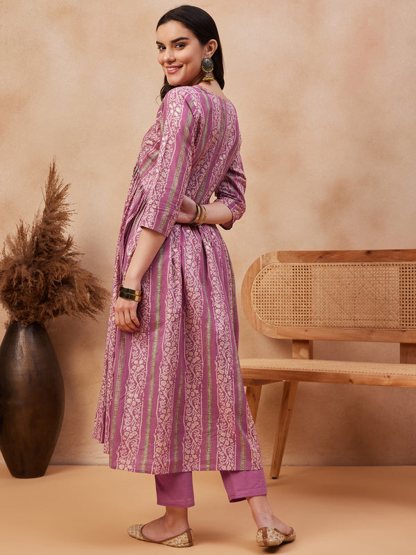 Ethnic Motifs Printed  Pure Cotton Kurta With Trouser