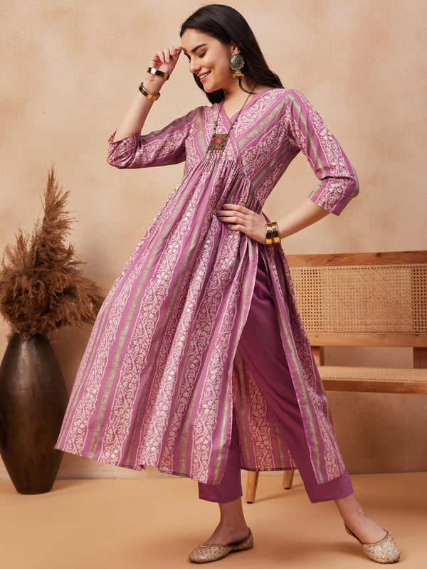 Ethnic Motifs Printed  Pure Cotton Kurta With Trouser