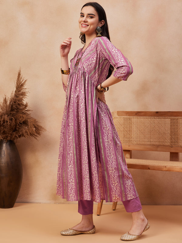 Ethnic Motifs Printed  Pure Cotton Kurta With Trouser