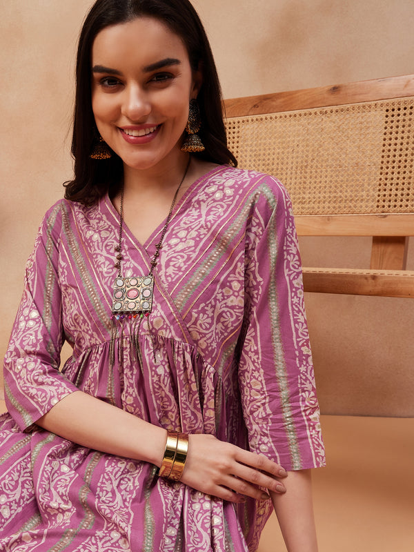 Ethnic Motifs Printed  Pure Cotton Kurta With Trouser