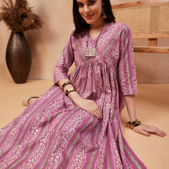 Ethnic Motifs Printed  Pure Cotton Kurta With Trouser