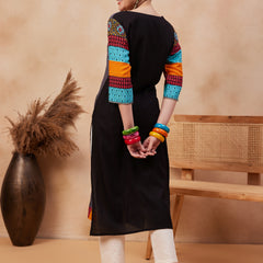 Ethnic Motifs Printed Round Neck Straight Kurta
