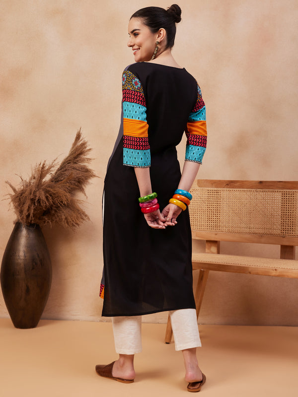 Ethnic Motifs Printed Round Neck Straight Kurta