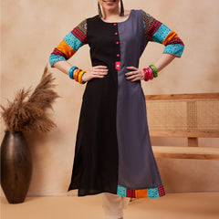Ethnic Motifs Printed Round Neck Straight Kurta