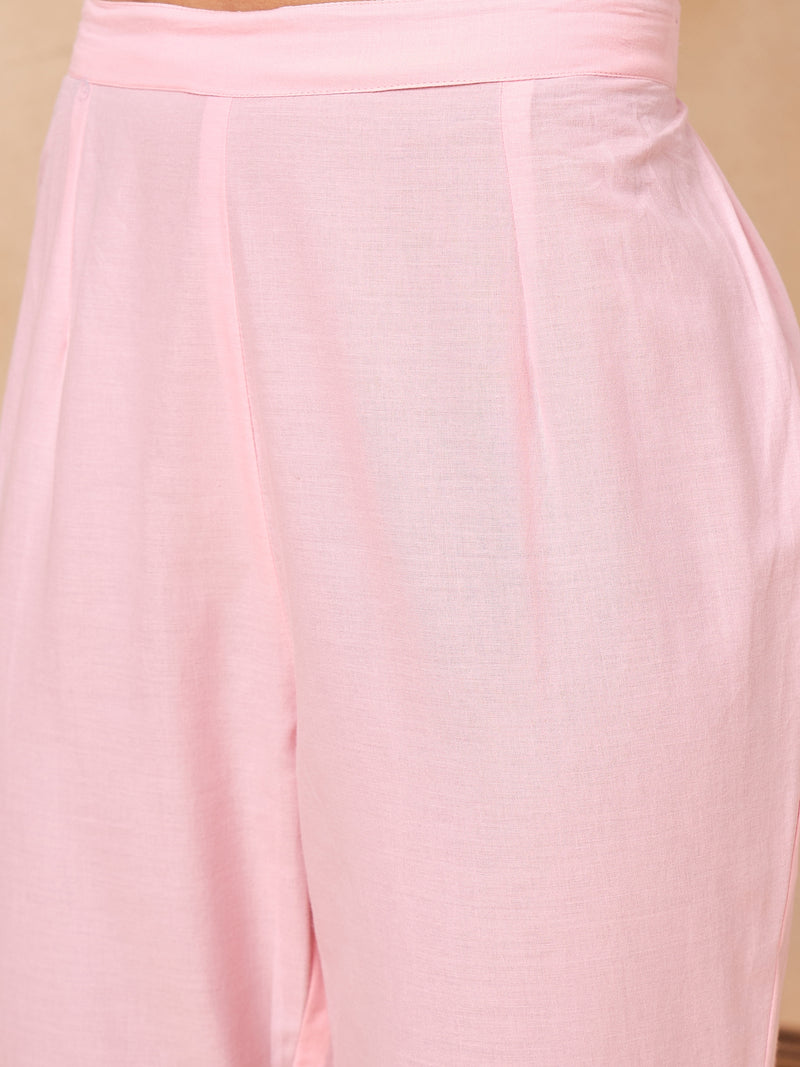Women Floral Embroidered Regular Thread Work Pure Cotton Kurta with Trousers & With Dupatta