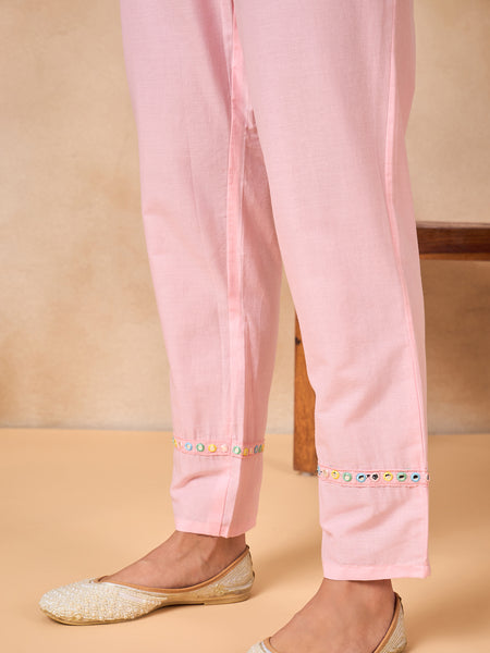 Women Floral Embroidered Regular Thread Work Pure Cotton Kurta with Trousers & With Dupatta