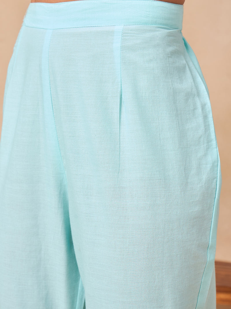 Women Floral Embroidered Regular Thread Work Pure Cotton Kurta with Trousers & With Dupatta