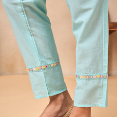 Women Floral Embroidered Regular Thread Work Pure Cotton Kurta with Trousers & With Dupatta