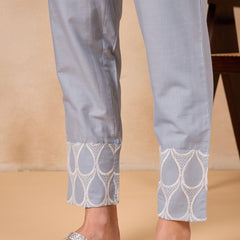 Ethnic Motifs Embroidered Pure Cotton Kurta with Trousers & With Dupatta Kurta Set