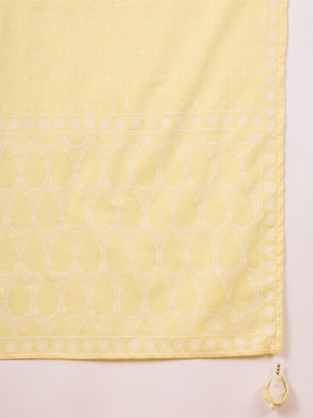 Ethnic Motifs Embroidered Pure Cotton Kurta with Trousers & With Dupatta Kurta Set