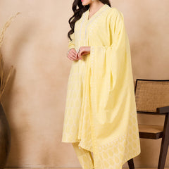Ethnic Motifs Embroidered Pure Cotton Kurta with Trousers & With Dupatta Kurta Set