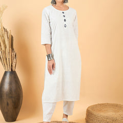 Ethnic Motifs Printed Pure Cotton Kurta with Trousers & Jacket
