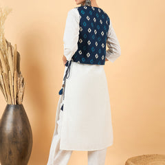 Ethnic Motifs Printed Pure Cotton Kurta with Trousers & Jacket