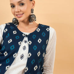 Ethnic Motifs Printed Pure Cotton Kurta with Trousers & Jacket