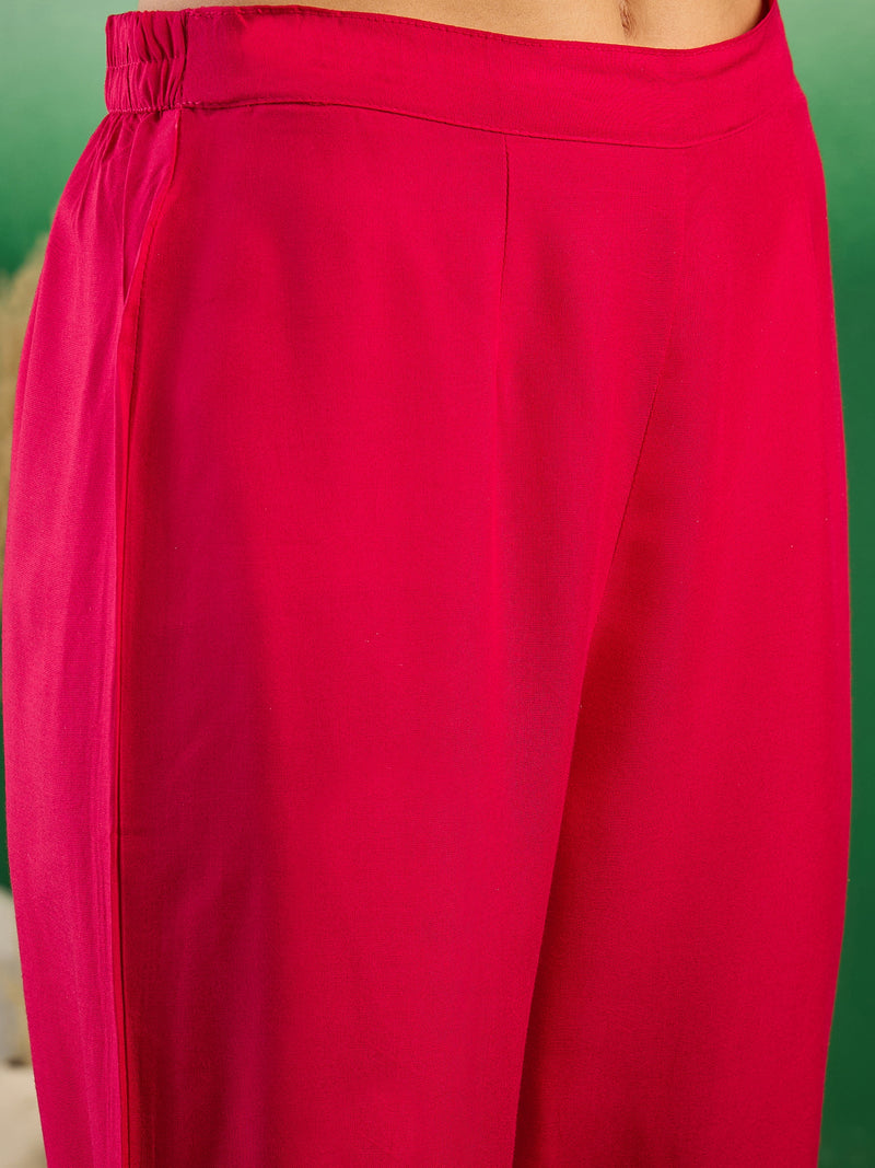 Leheriya Printed Thread Work Straight Kurta with Trousers & Dupatta