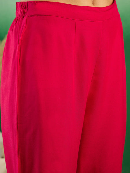 Leheriya Printed Thread Work Straight Kurta with Trousers & Dupatta