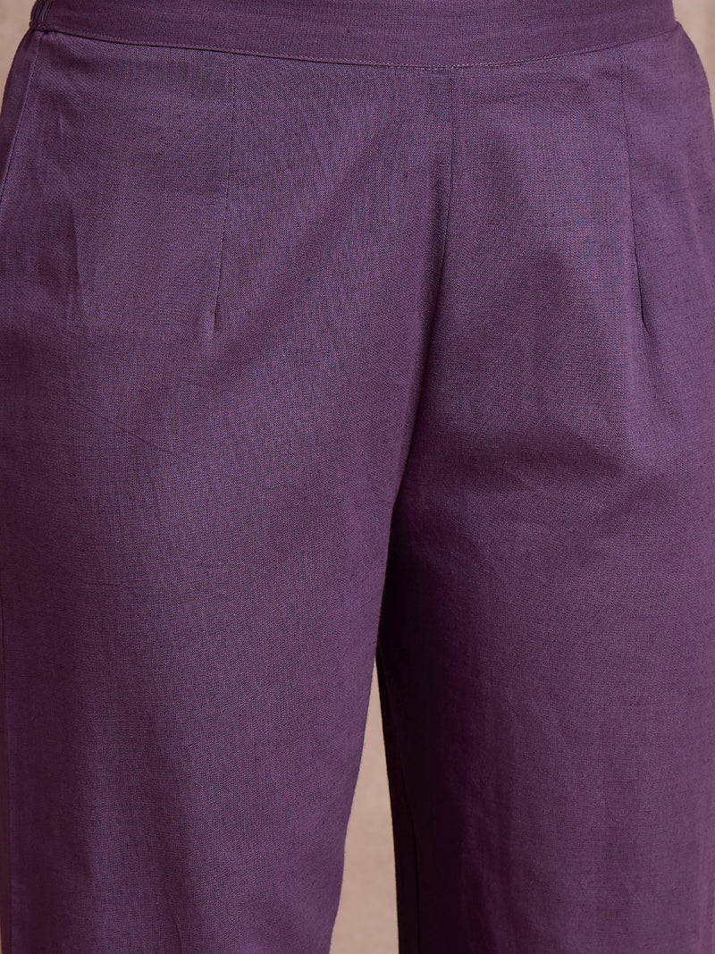 Floral Embroidered Thread Work Pure Cotton Kurta With Trousers