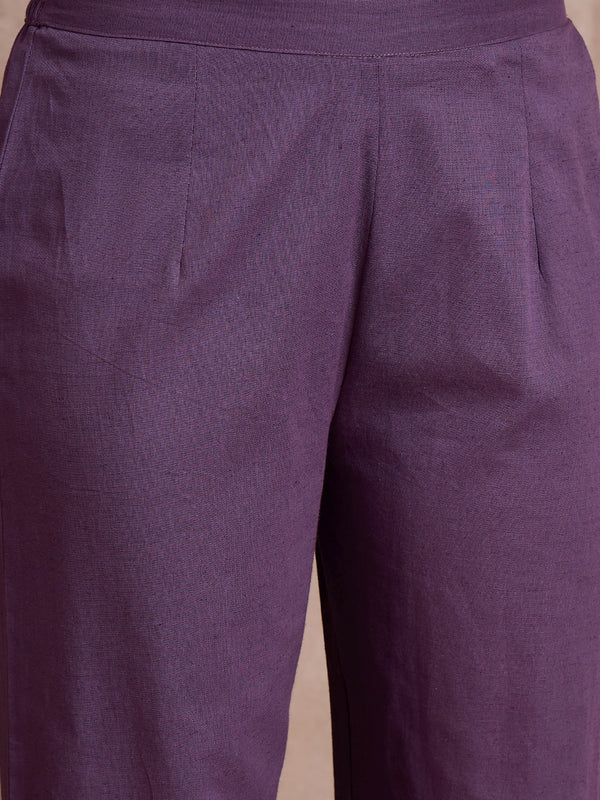 Floral Embroidered Thread Work Pure Cotton Kurta With Trousers