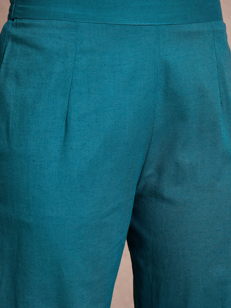 Floral Embroidered Thread Work Pure Cotton Kurta With Trouser