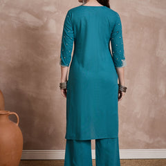 Floral Embroidered Thread Work Pure Cotton Kurta With Trouser
