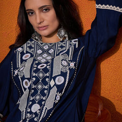 Floral Embroidered Regular Mirror Work A-Line Kurta with Palazzo