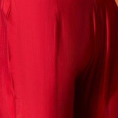Floral Embroidered V-Neck Pure Silk Kurta With Trousers And Dupatta