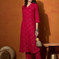 Women Printed Straight Kurta With Trouser