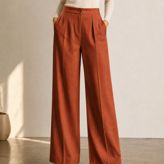 Women's Rust Orange High Waist Wide Leg Palazzo Pants