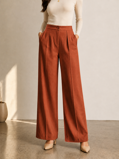 Women's Rust Orange High Waist Wide Leg Palazzo Pants
