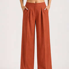 Women's Rust Orange High Waist Wide Leg Palazzo Pants