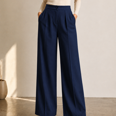Women's Navy Blue High Waist Wide Leg Palazzo Pants