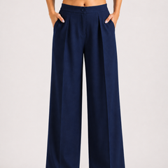Women's Navy Blue High Waist Wide Leg Palazzo Pants
