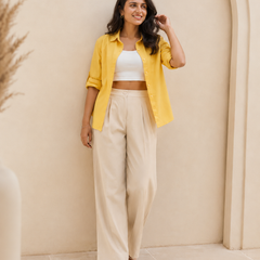 Premium Linen Flex Palazzo Trousers