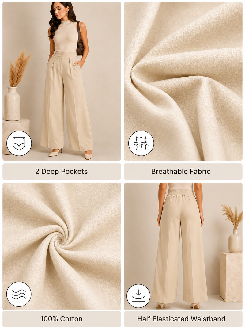 Premium Linen Flex Palazzo Trousers