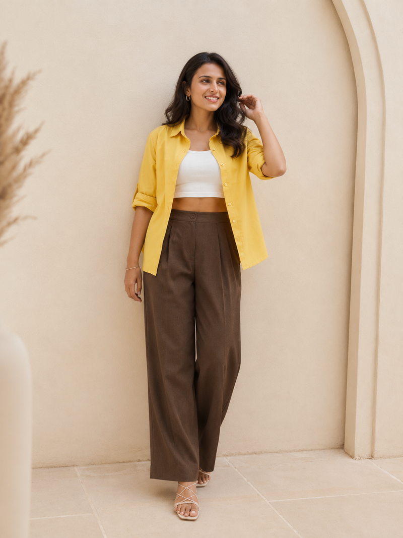 Premium Linen Flex Palazzo Trousers