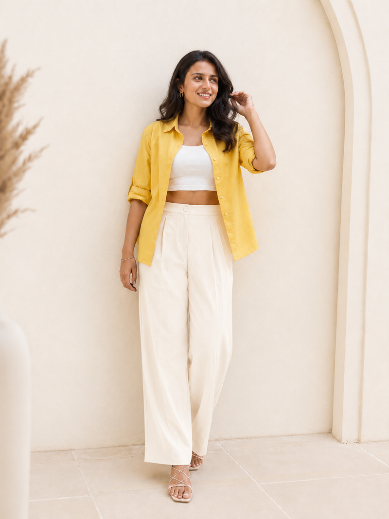 Relaxed Fit Wide-Leg Trousers
