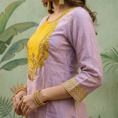 Floral Embroidered & Mirror Work Tunic With & Trouser